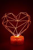 Lampe 3d personnalisée à led -  Coeur hologramme