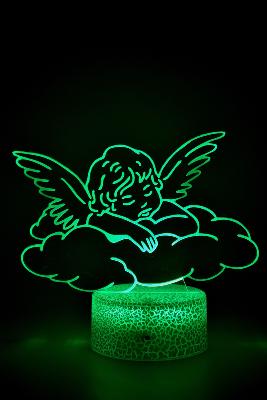 Lampe de chevet LED 3D - Ange nuage  | Veilleuse Enfant, Décoration Chambre, Cadeau Personnalisé Anniversaire et Noël