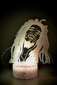 Lampe de chevet LED 3D - Chanteur Bob Marley  | Veilleuse Enfant, Dcoration Chambre, Cadeau Personnalis Anniversaire et Nol