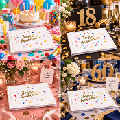 Livre d’Or Anniversaire Joyeux Anniversaire – Blanc et Confettis Multicolores 21,5 x 16 cm