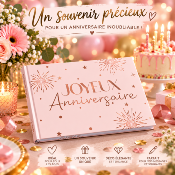 Livre d’Or Anniversaire Joyeux Anniversaire – Rose Blush et Or 21,5 x 16 cm