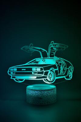 Lampe 3d personnalisée à led - Voiture retour vers le futur Delorean| Veilleuse Enfant, Décoration Chambre, Cadeau Personnalisé Anniversaire et Noël
