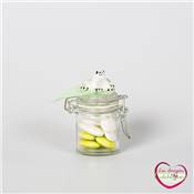 bonbonniere  dragees grenouille sur pot en verre fermeture mtal