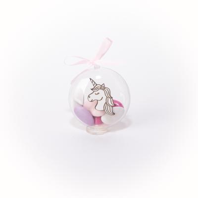 Contenant à dragées licorne médaillon plastique