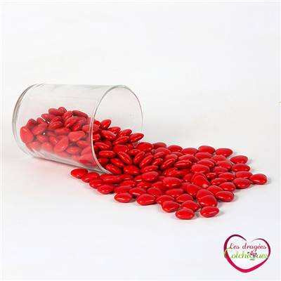 dragées petit coeur rouge 250 g 70 % chocolat