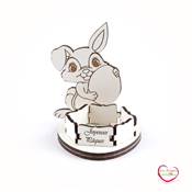 Bougeoir de table lapin en bois 10x10x6 cm 