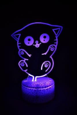 Lampe de chevet LED 3D - Animal Petit Chat  | Veilleuse Enfant, Décoration Chambre, Cadeau Personnalisé Anniversaire et Noël