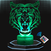 Lampe de chevet LED 3D - Animal Tigre | Veilleuse Enfant, D�coration Chambre, Cadeau Personnalis� Anniversaire et No�l
