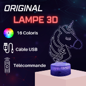 Lampe de chevet LED 3D - Animal Licorne | Veilleuse Enfant, Décoration Chambre, Cadeau Personnalisé Anniversaire et Noël