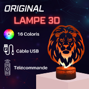 Lampe de chevet LED 3D - Animal Lion | Veilleuse Enfant, Décoration Chambre, Cadeau Personnalisé Anniversaire et Noël