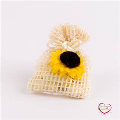 bourse crochet pour dragées avec tournesol