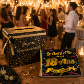 Livre d’Or Anniversaire 18 Ans – Noir et Or Festif 21 x 15 cm