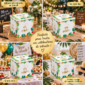 Urne Départ à la Retraite Exotique – Boîte à Cartes et Enveloppes 20 x 20 cm