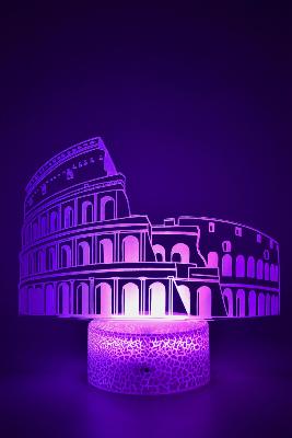 Lampe de chevet LED 3D - Colisée Italie  | Veilleuse Enfant, Décoration Chambre, Cadeau Personnalisé Anniversaire et Noël