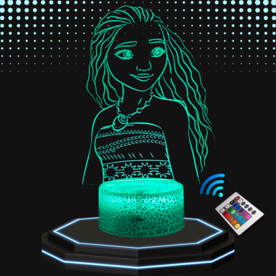 Lampe 3d personnalisée à led - Disney Vaiana | Veilleuse Enfant Magique, Décoration Chambre, Cadeau Personnalisé