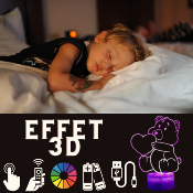 Lampe de chevet LED 3D - Animal Ourson coeur | Veilleuse Enfant, Décoration Chambre, Cadeau Personnalisé Anniversaire et Noël
