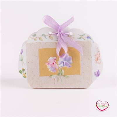 emballage carton deco fleur pour dragées vide 7x5x4,5 cm