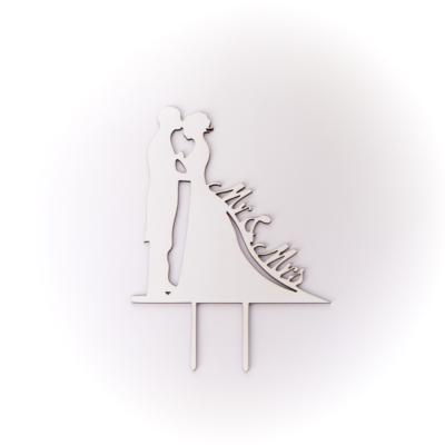 Cake topper mariage couple de mariés en bois