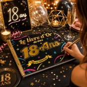 Livre d’Or Anniversaire 18 Ans – Noir et Or Festif 21 x 15 cm