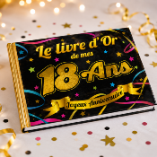 Livre d’Or Anniversaire 18 Ans – Noir et Or Festif 21 x 15 cm