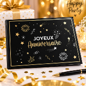 Livre d�Or Anniversaire Joyeux Anniversaire � Noir et Or Festif 21,5 x 16 cm