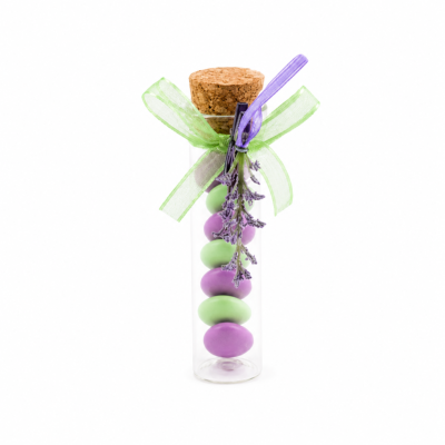 Bonbonnière à dragées eprouvette deco lavande
