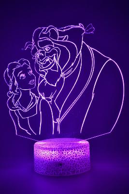 Lampe 3d personnalisée à led - Disney La Belle et la Bête