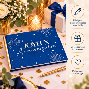 Livre d’Or Anniversaire Joyeux Anniversaire – Bleu et Or Festif 21,5 x 16 cm