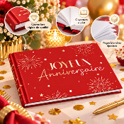 Livre d’Or Anniversaire Joyeux Anniversaire – Rouge et Or Festif 21,5 x 16 cm