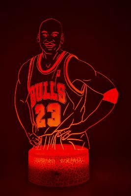 Lampe de chevet LED 3D - Basket Ball M Jordan  | Veilleuse Enfant, Décoration Chambre, Cadeau Personnalisé Anniversaire et Noël