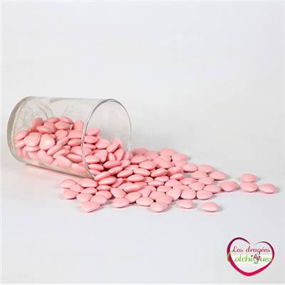 dragées petit coeur rose 250 g 70 % chocolat