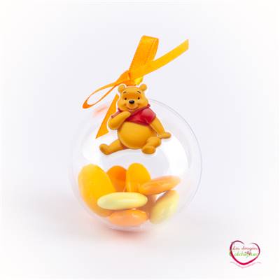 Contenant pour dragées winnie médaillon transparent thème Disney