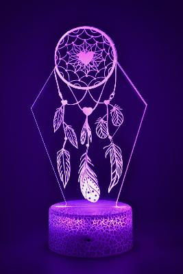 Lampe de chevet LED 3D - Attrape rève  | Veilleuse Enfant, Décoration Chambre, Cadeau Personnalisé Anniversaire et Noël