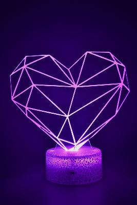Lampe de chevet 3d personnalisée à led -  Coeur hologramme | Veilleuse Enfant, Décoration Chambre, Cadeau Personnalisé Anniversaire et Noël
