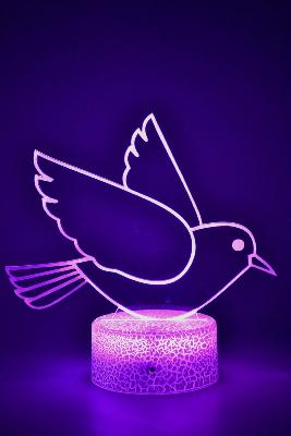Lampe de chevet 3d à led - Animal Colombe  | Veilleuse, Décoration Chambre, Cadeau Personnalisé Anniversaire et Noël