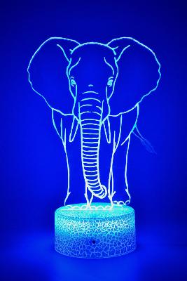 Lampe de chevet LED 3D - Animal Eléphant | Veilleuse Enfant, Décoration Chambre, Cadeau personnalisé Anniversaire et Noël