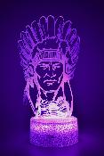 Lampe 3d personnalisée à led - Indien | Veilleuse Enfant, Décoration Chambre, Cadeau Personnalisé Anniversaire et Noël