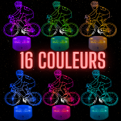 Lampe de chevet LED 3D - Cycliste| Veilleuse, Décoration chambre, Cadeau Personnalisé Anniversaire et Noël