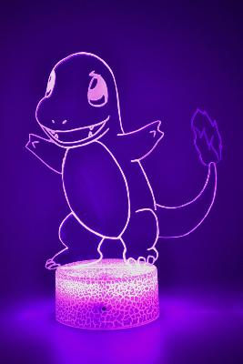 Lampe 3d personnalisée à led - Manga Pokémon Salamèche  | Veilleuse Enfant, Décoration Chambre, Cadeau Personnalisé Anniversaire et Noël