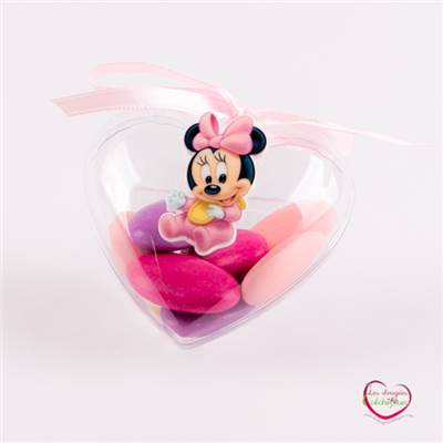 Coeur plexi dragee sujet Minnie bapteme Disney