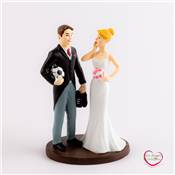 Figurine pice monte couple de mari football 19 cm