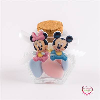 Boite en verre encrier dragees mickey et minnie couple