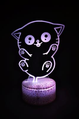 Lampe de chevet LED 3D - Animal Petit Chat  | Veilleuse Enfant, Décoration Chambre, Cadeau Personnalisé Anniversaire et Noël