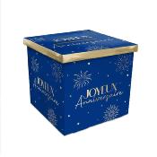 Urne Joyeux Anniversaire bleu et or – Boîte à cartes 20 x 20 cm