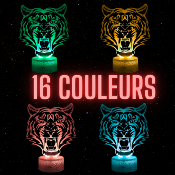 Lampe de chevet LED 3D - Animal Tigre | Veilleuse Enfant, Décoration Chambre, Cadeau Personnalisé Anniversaire et Noël