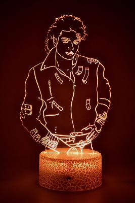 Lampe de chevet LED 3D - Chanteur Michael Jackson  | Veilleuse , Décoration Chambre, Cadeau Personnalisé Anniversaire et Noël