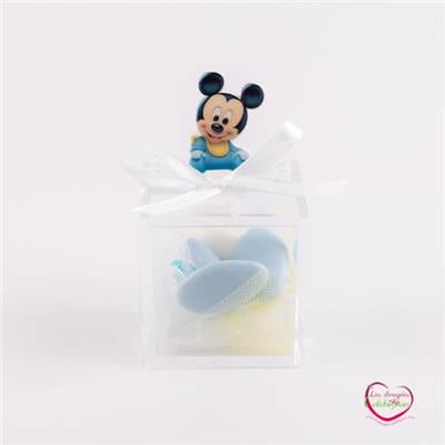 Boite à dragées avec sujet Disney Mickey sur cube plexi