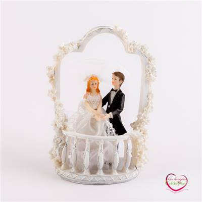 Figurine piéce montée couple de marié balcon 17 cm