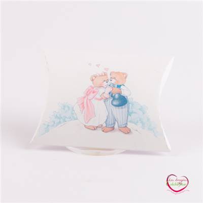 Etui à dragées deco couple ourson vide 8x8x2 cm