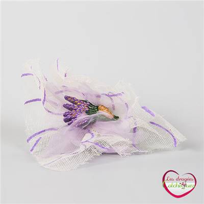 ballotin tulle pour dragées avec deco lavande cigale